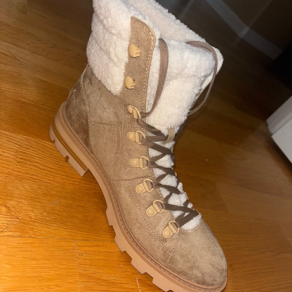 Nine West Faux Fur Lace-Up Boots - Picture 1 of 6